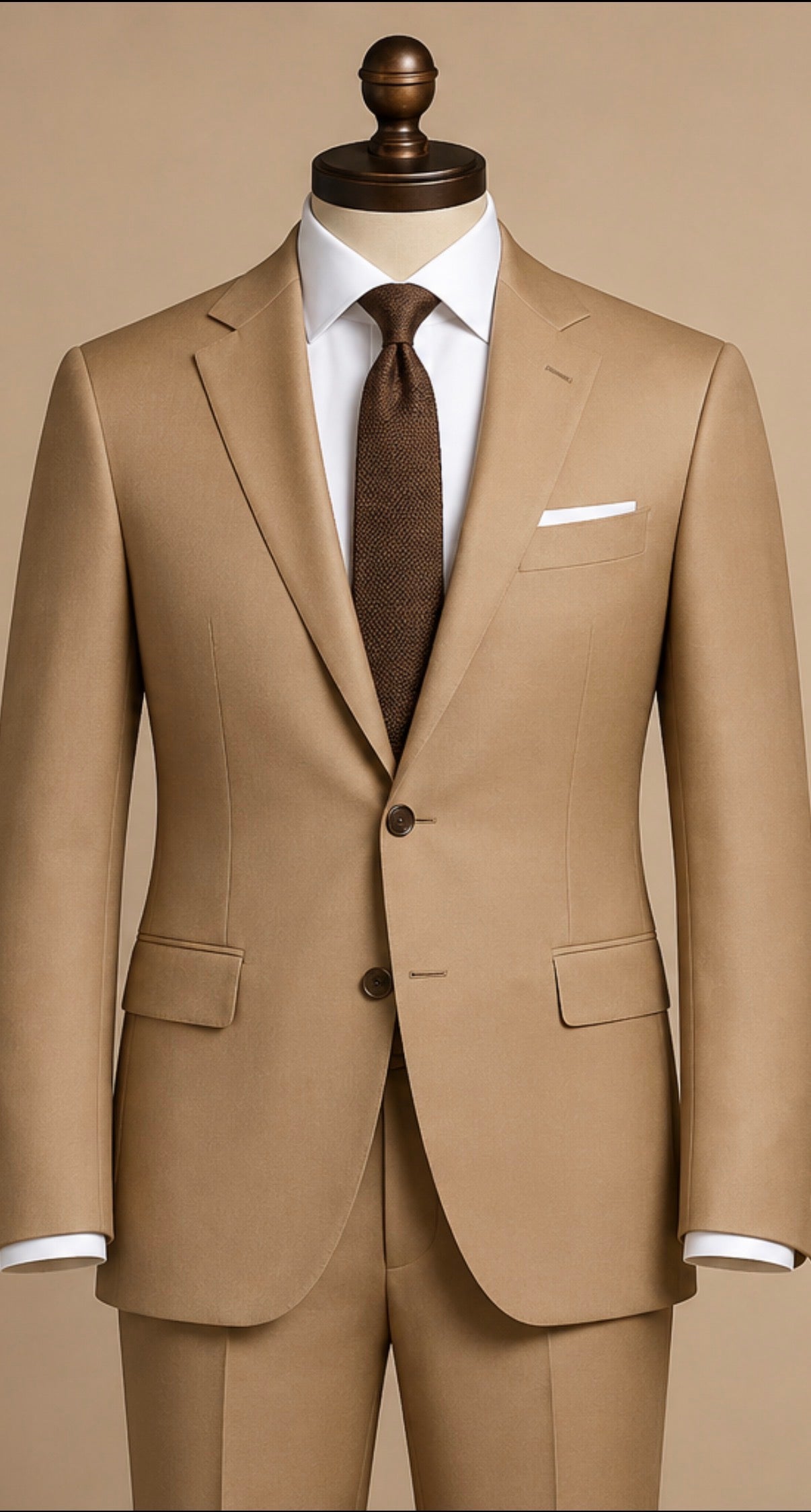 Tan single breast suit